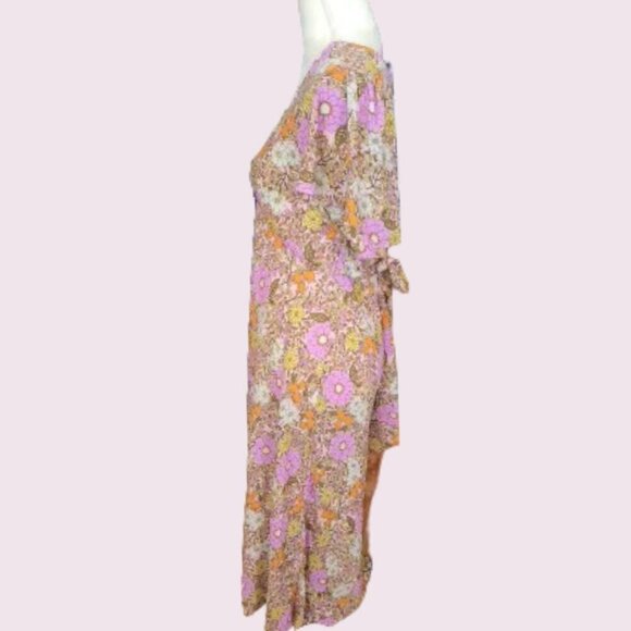NWT Emma & Michele Short Sleeve Purple Floral Evening Maxi Date Nite Dress… - Picture 4 of 5